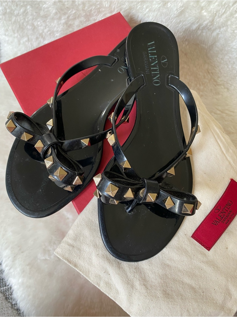 Valentino Rockstud Rubber Slipper Thongs
